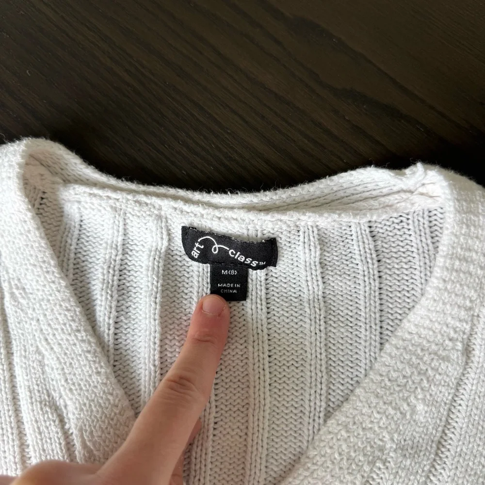 Art Class Cream Ribbed Knit Girls Cardigan Medium (8)